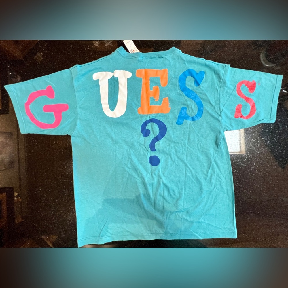 GUESS Tee RARE Vintage 1990's Single Stitch Screen Print Graphic on Back NWT